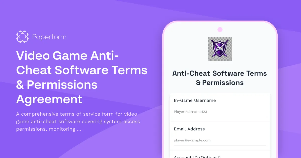 Video Game Anti-Cheat Software Terms & Permissions Agreement