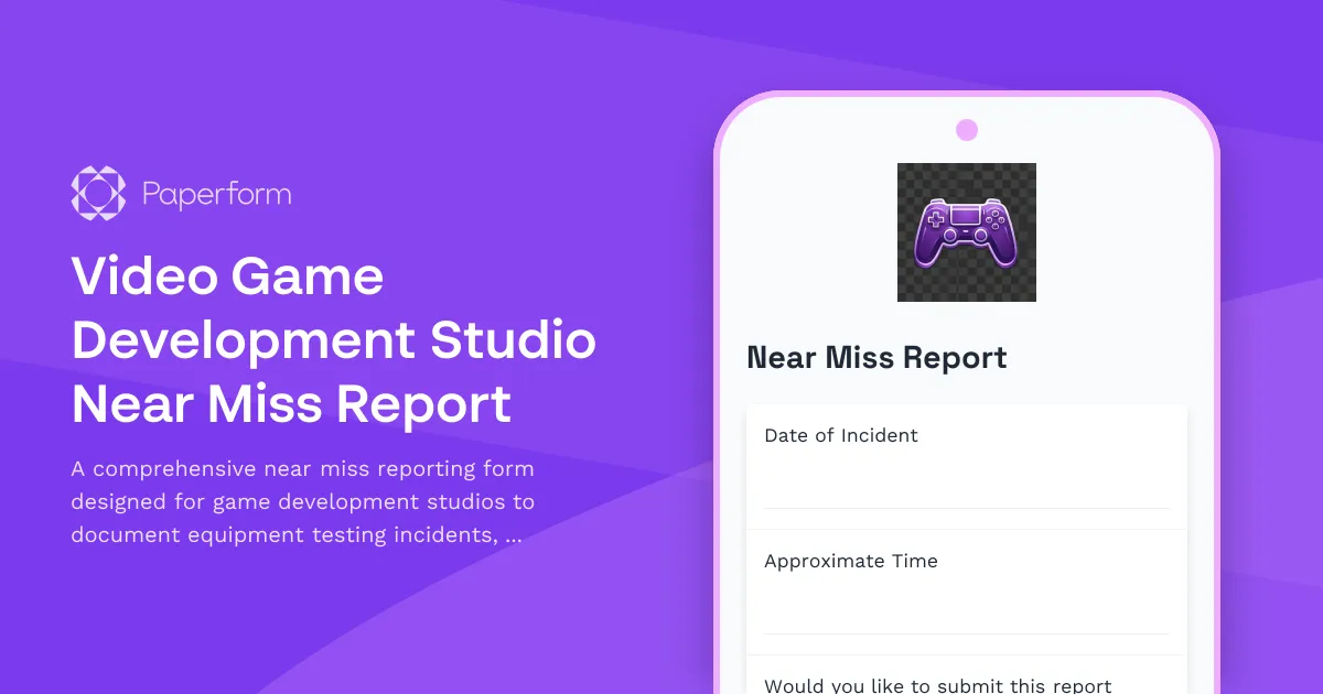 Video Game Development Studio Near Miss Report