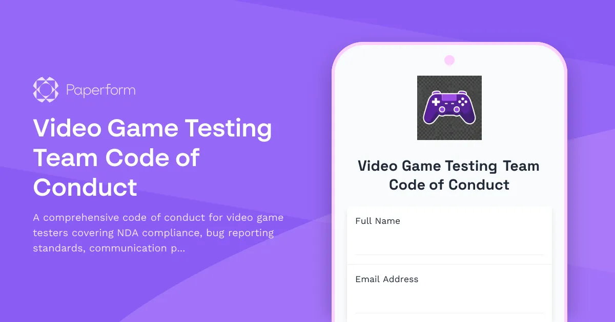 Video Game Testing Team Code of Conduct