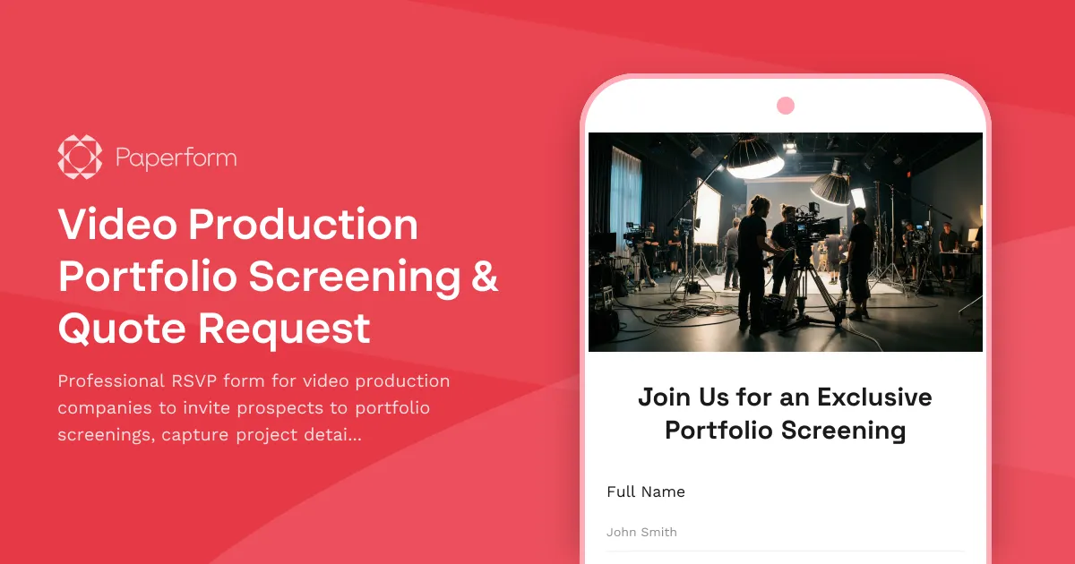 Video Production Portfolio Screening & Quote Request