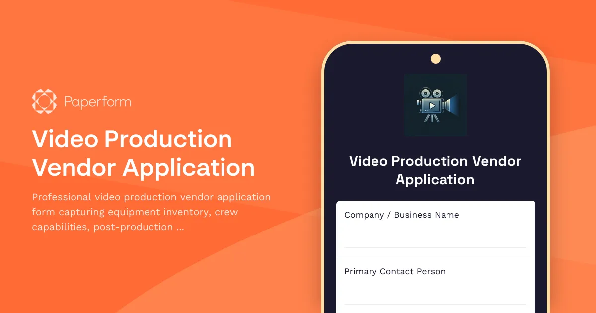 Video Production Vendor Application