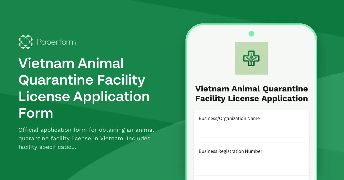 Vietnam Animal Quarantine Facility License Application Form