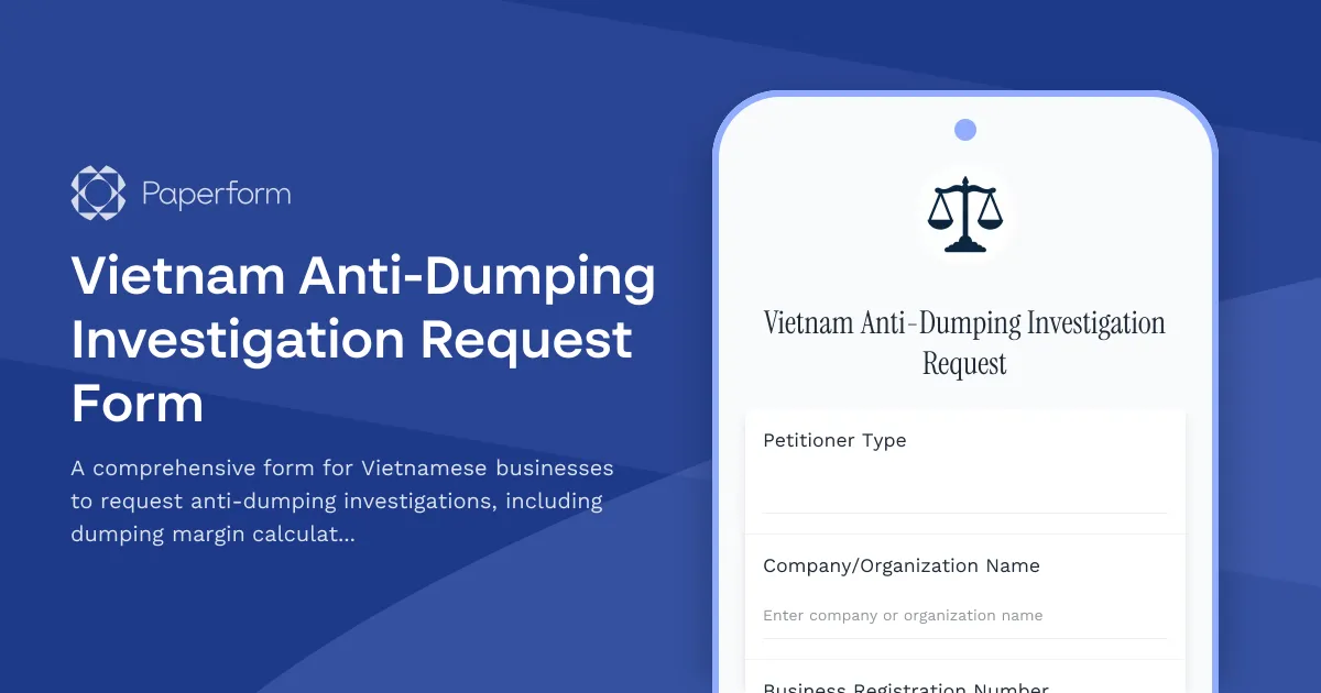 Vietnam Anti-Dumping Investigation Request Form