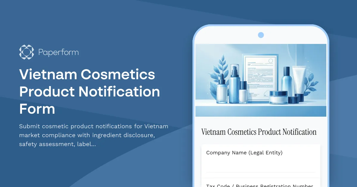 Vietnam Cosmetics Product Notification Form