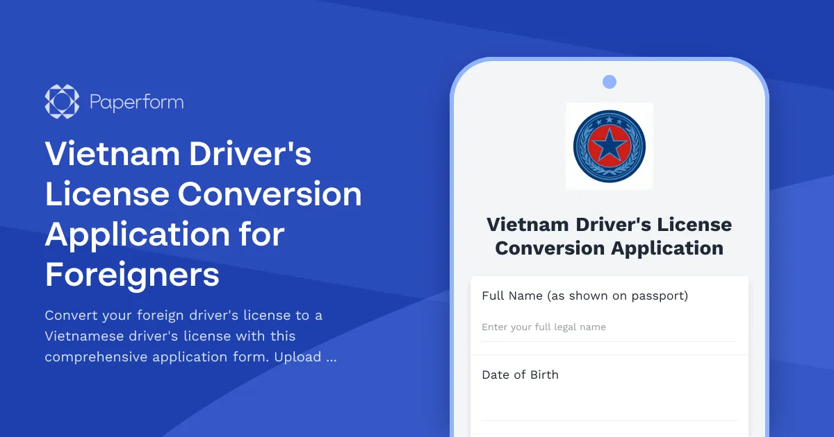 Vietnam Driver's License Conversion Application for Foreigners