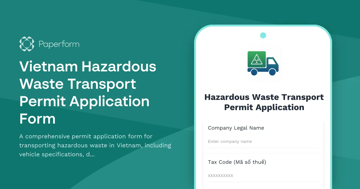 Vietnam Hazardous Waste Transport Permit Application Form