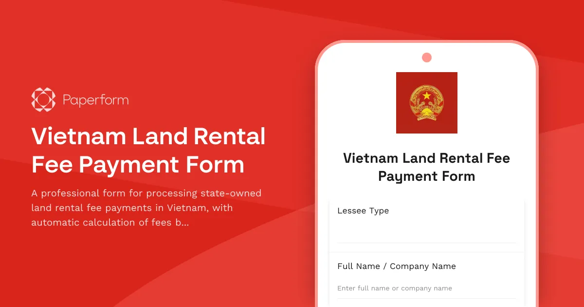 Vietnam Land Rental Fee Payment Form