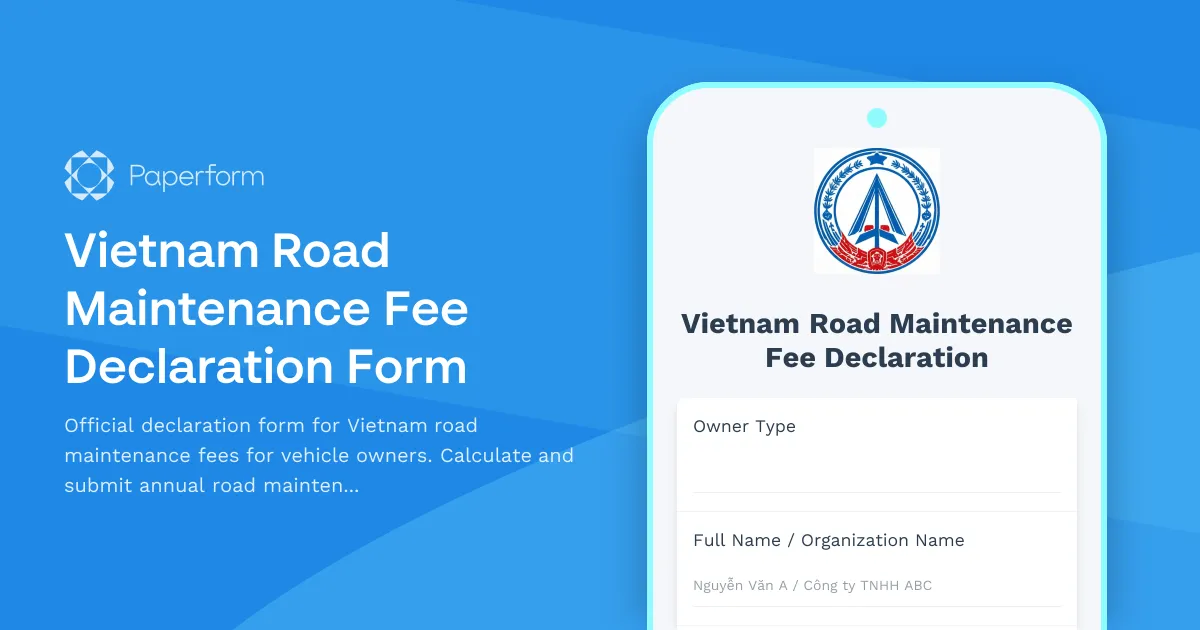 Vietnam Road Maintenance Fee Declaration Form