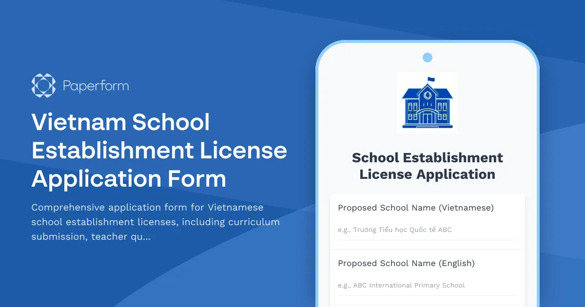 Vietnam School Establishment License Application Form