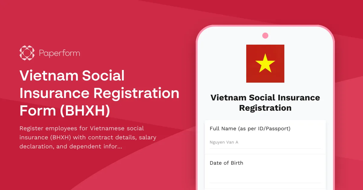 Vietnam Social Insurance Registration Form (BHXH)