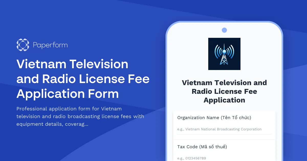 Vietnam Television and Radio License Fee Application Form