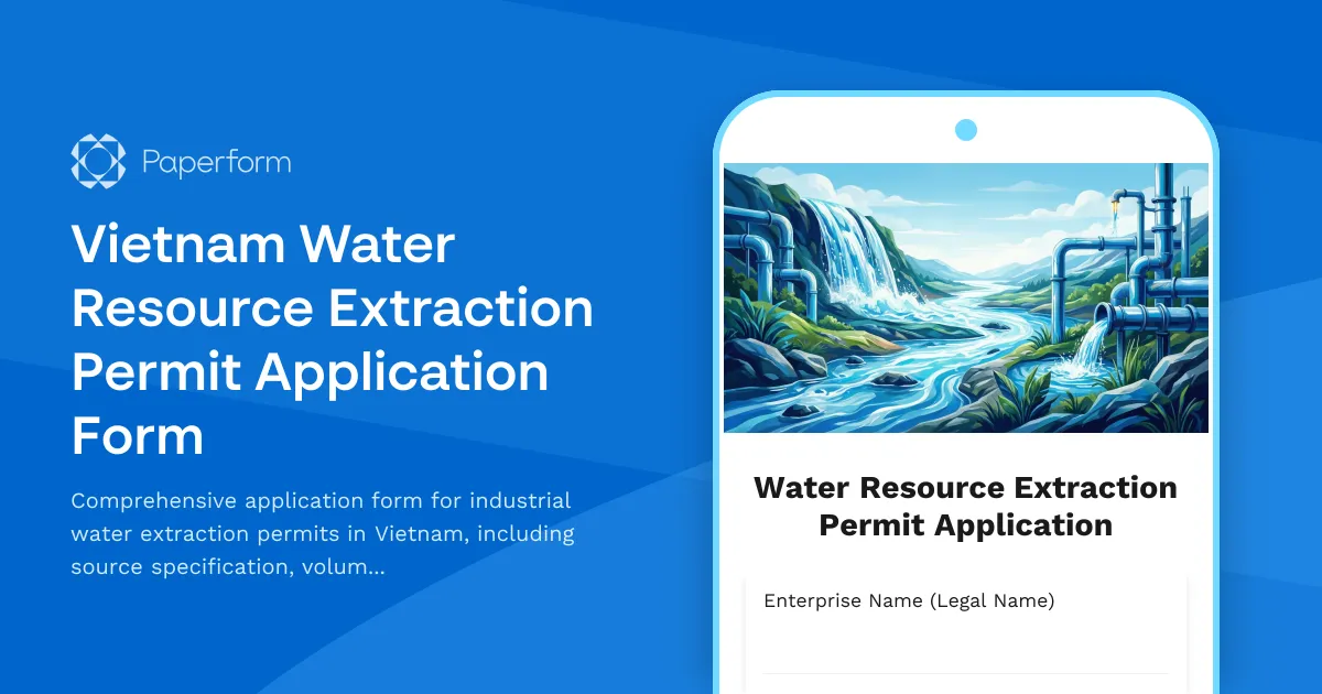 Vietnam Water Resource Extraction Permit Application Form