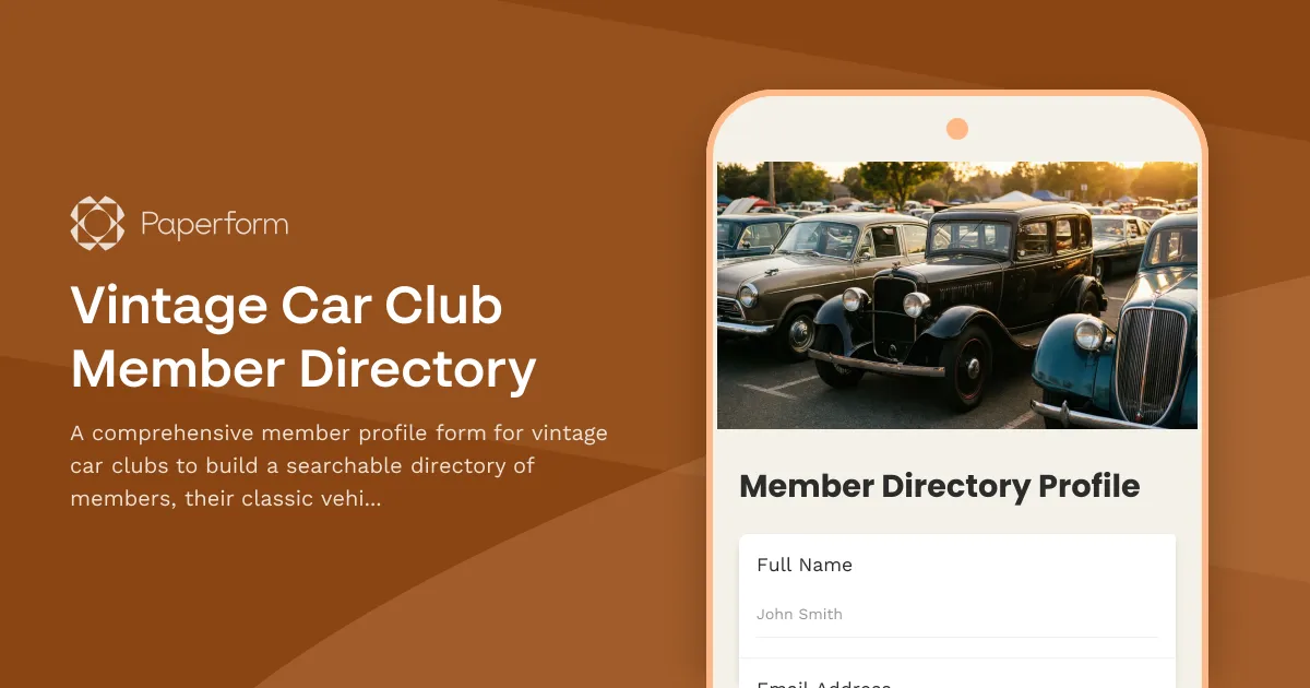 Vintage Car Club Member Directory
