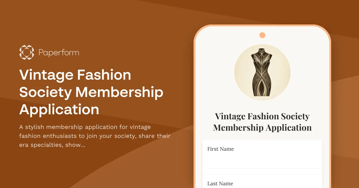 Vintage Fashion Society Membership Application