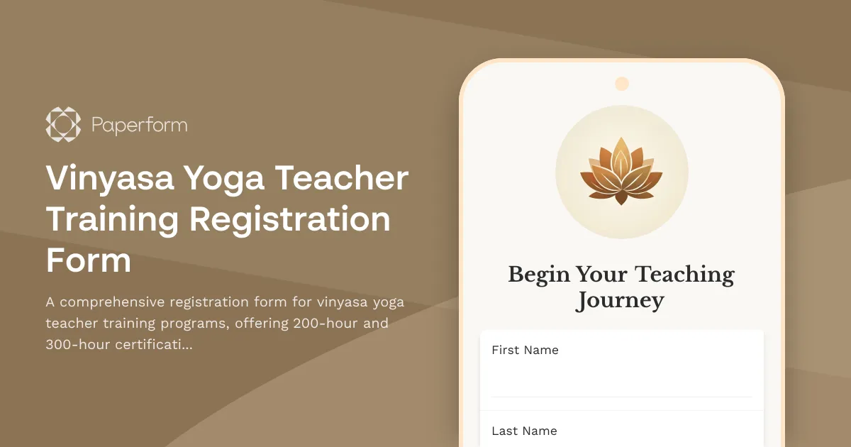 Vinyasa Yoga Teacher Training Registration Form