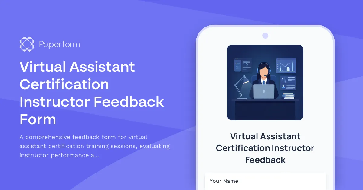 Virtual Assistant Certification Instructor Feedback Form