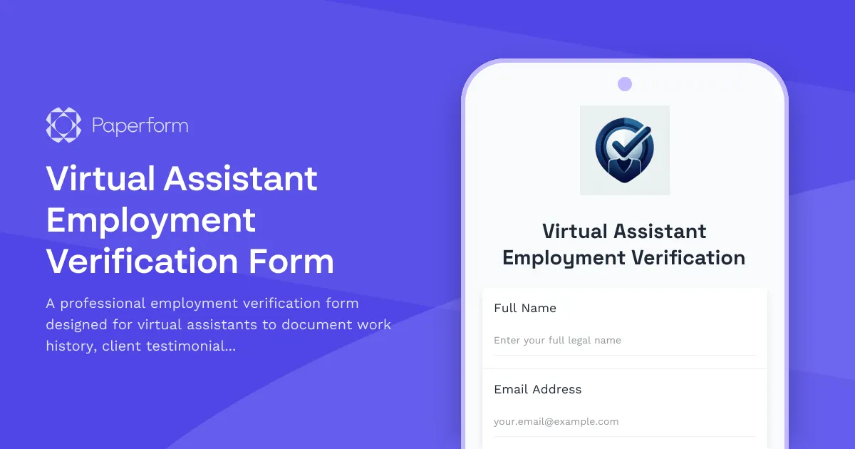 Virtual Assistant Employment Verification Form