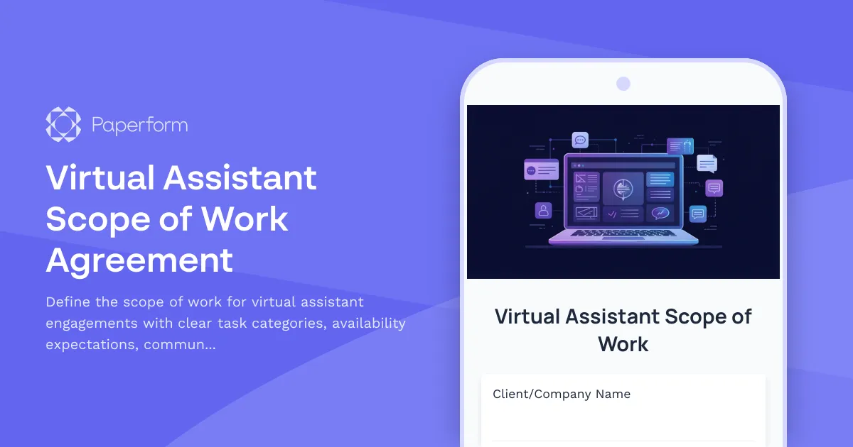 Virtual Assistant Scope of Work Agreement