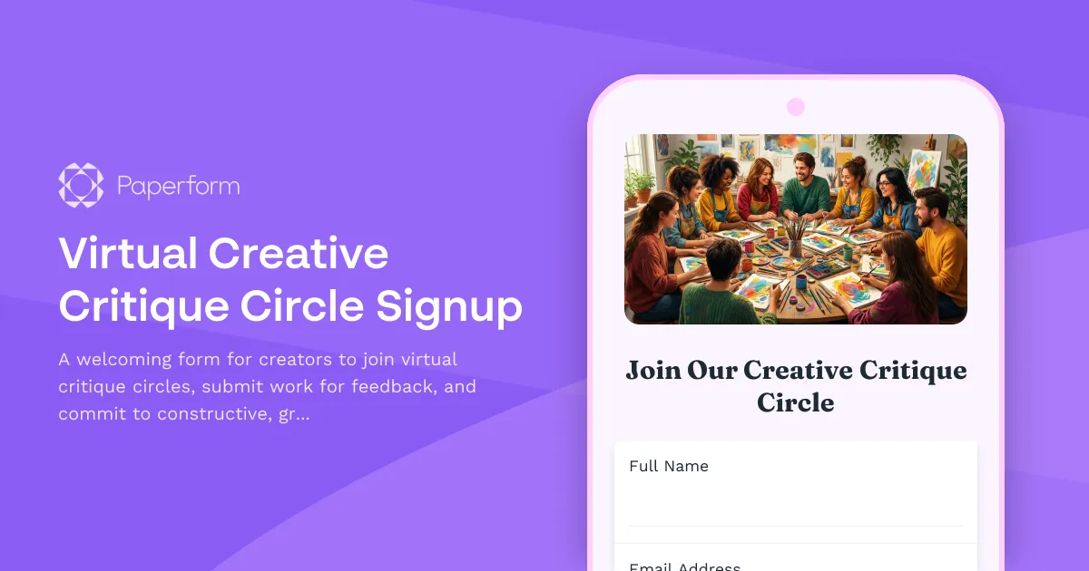 Virtual Creative Critique Circle Signup
