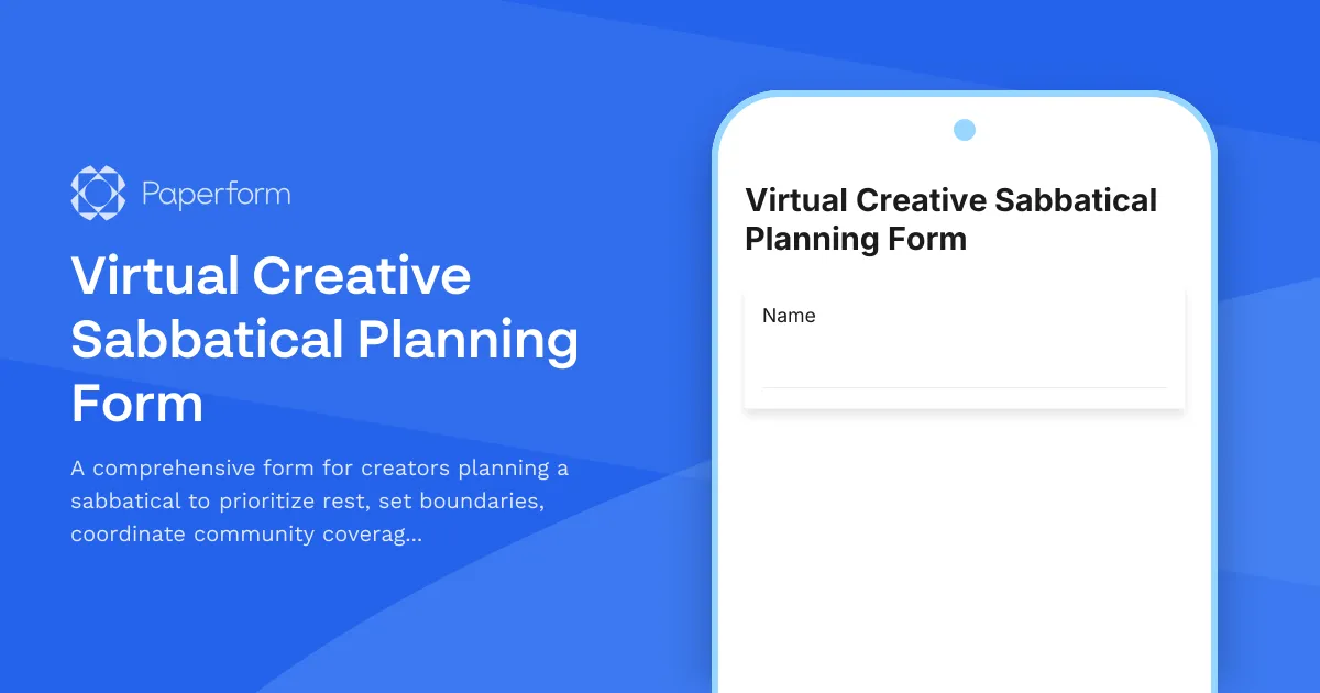 Virtual Creative Sabbatical Planning Form