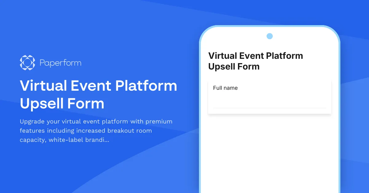 Virtual Event Platform Upsell Form