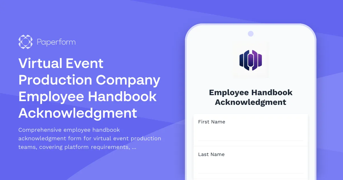Virtual Event Production Company Employee Handbook Acknowledgment