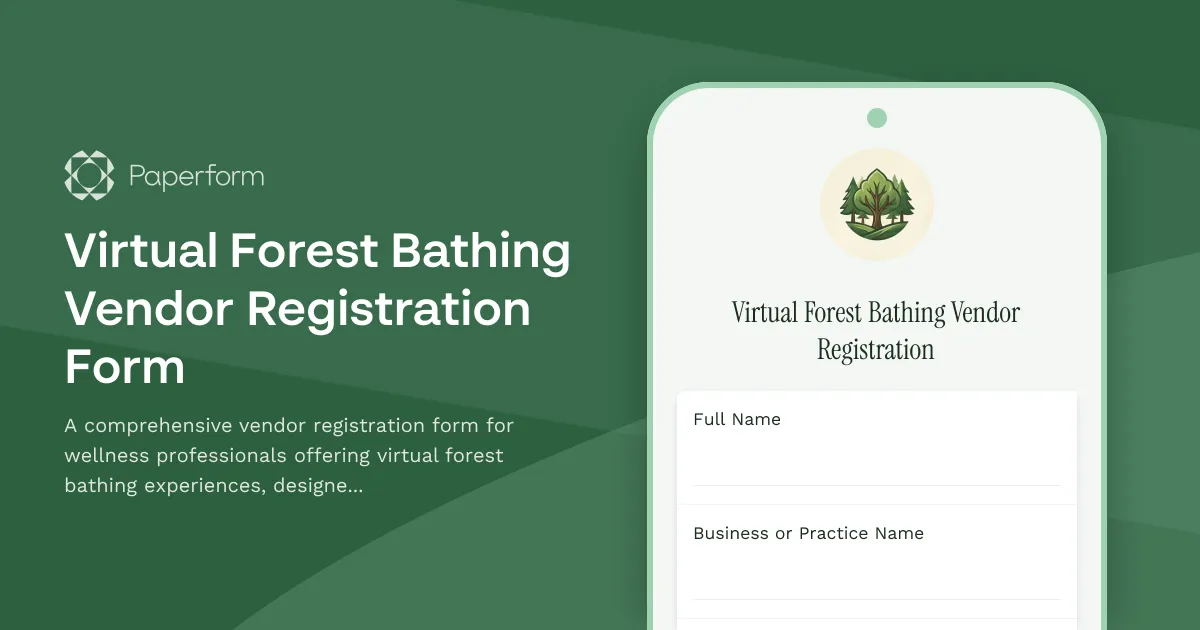 Virtual Forest Bathing Vendor Registration Form