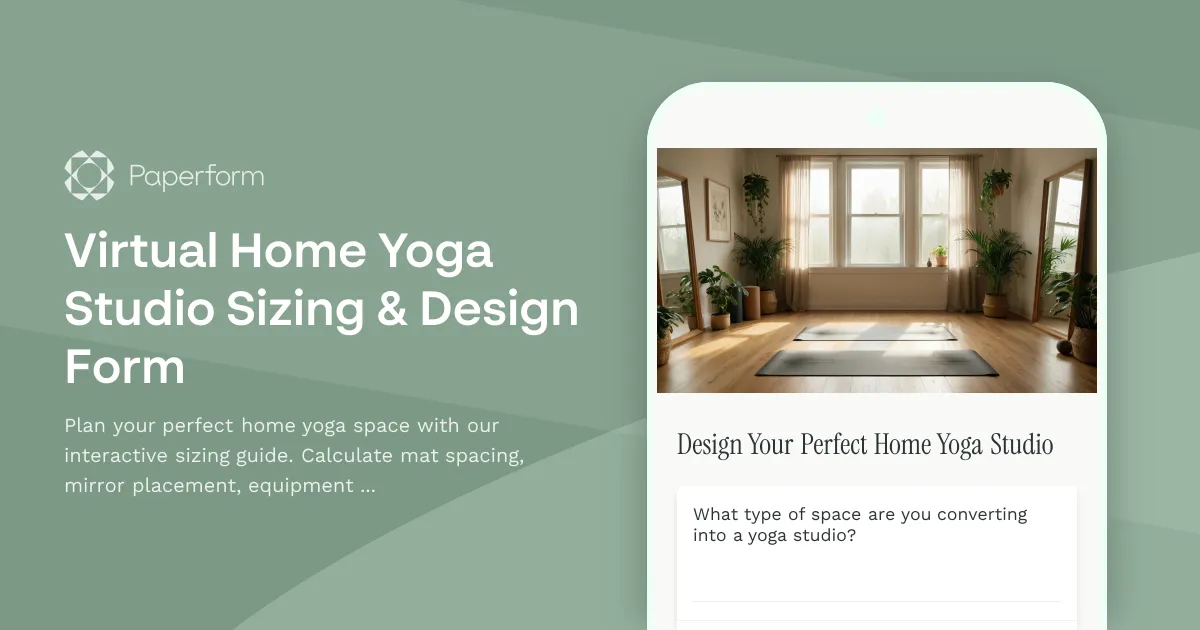 Virtual Home Yoga Studio Sizing & Design Form