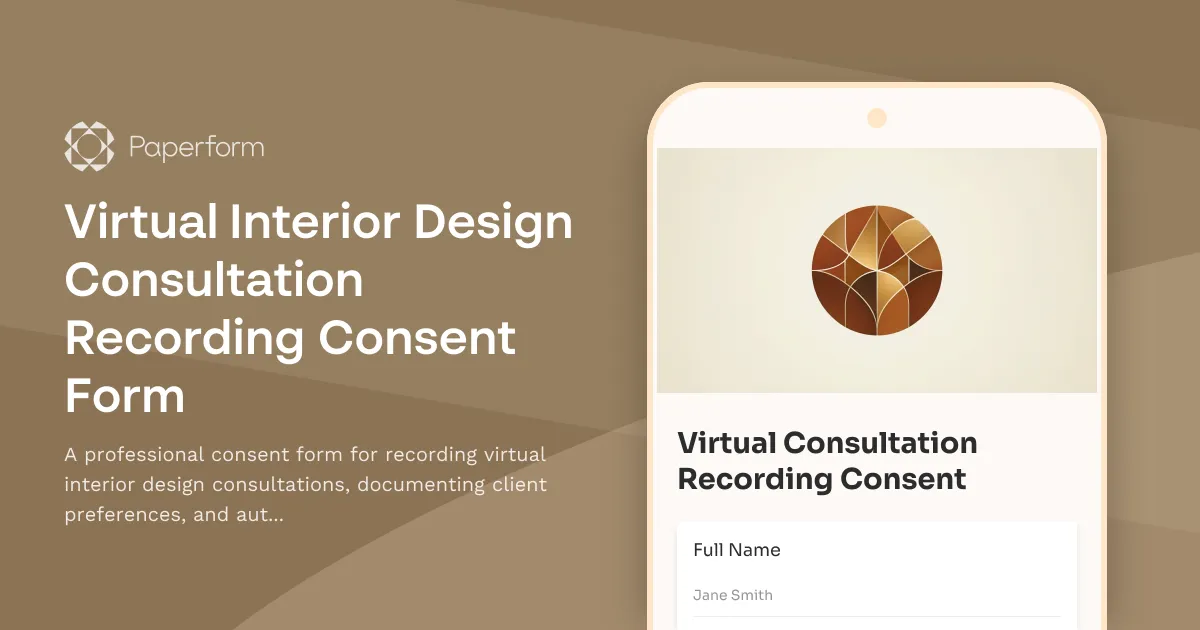 Virtual Interior Design Consultation Recording Consent Form