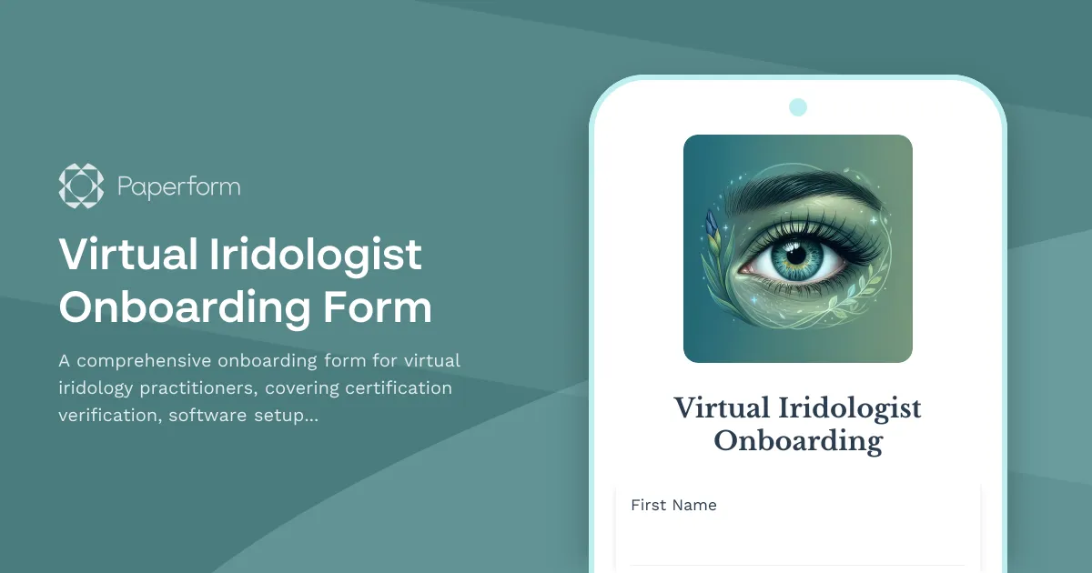 Virtual Iridologist Onboarding Form
