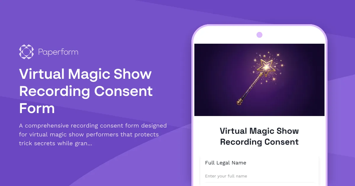 Virtual Magic Show Recording Consent Form