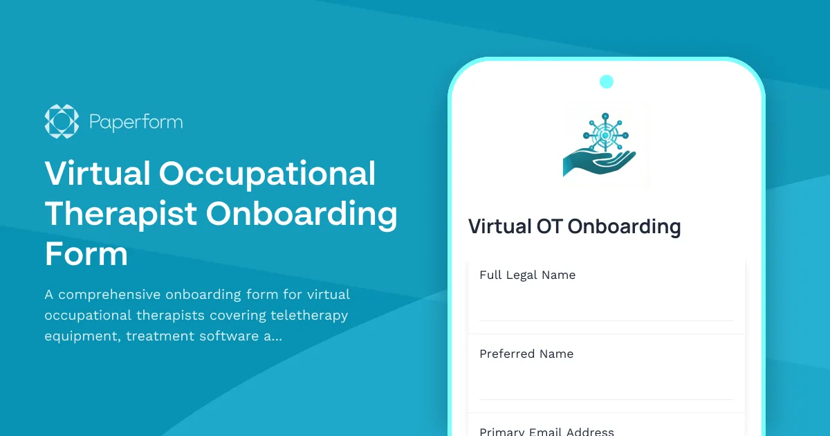 Virtual Occupational Therapist Onboarding Form