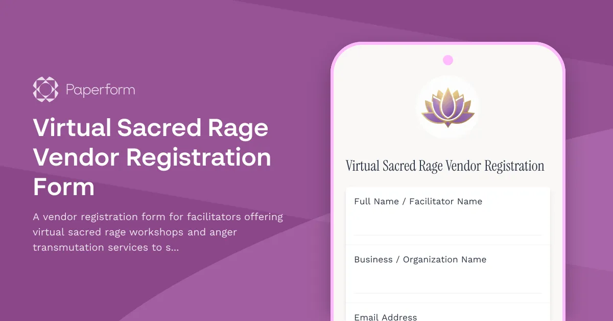 Virtual Sacred Rage Vendor Registration Form