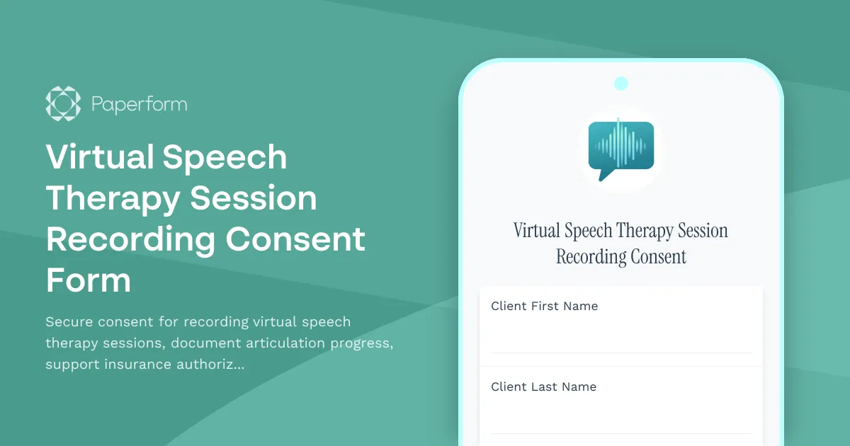 Virtual Speech Therapy Session Recording Consent Form
