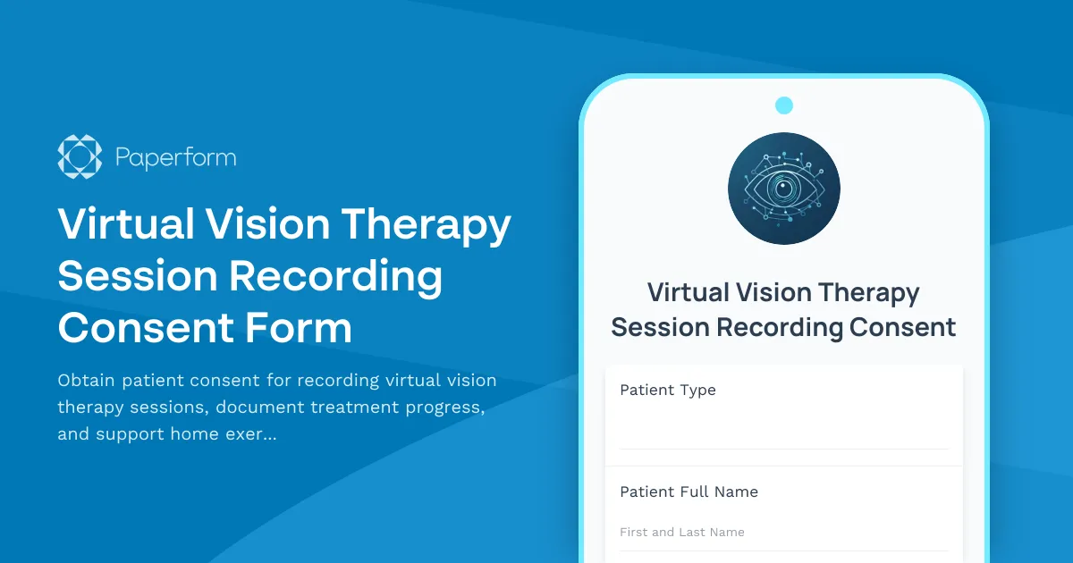 Virtual Vision Therapy Session Recording Consent Form