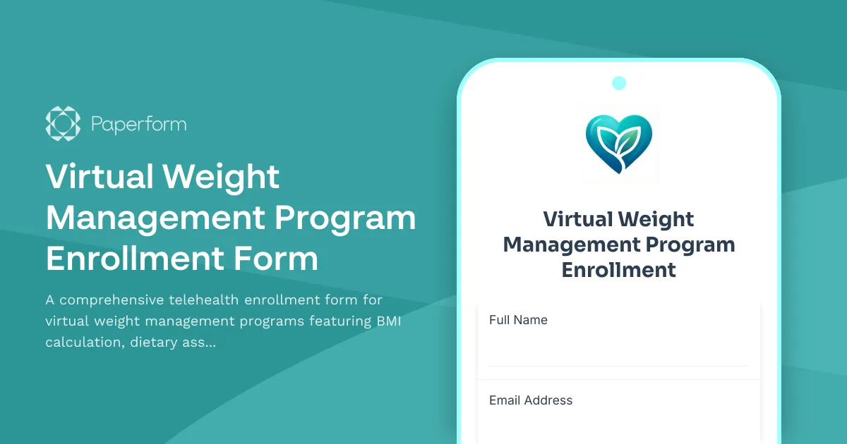 Virtual Weight Management Program Enrollment Form
