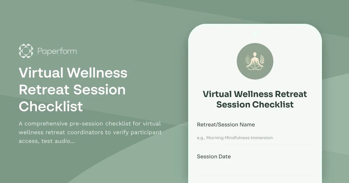 Virtual Wellness Retreat Session Checklist