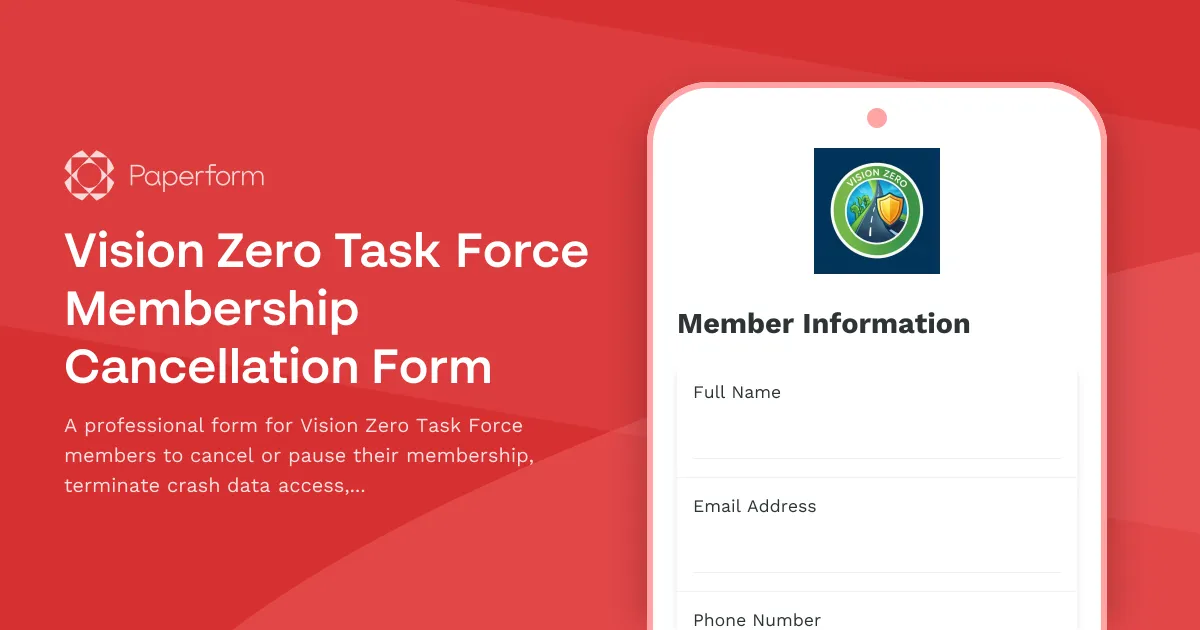 Vision Zero Task Force Membership Cancellation Form