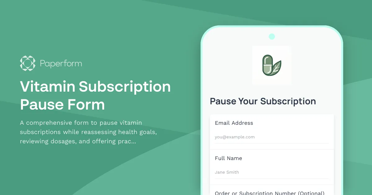 Vitamin Subscription Pause Form
