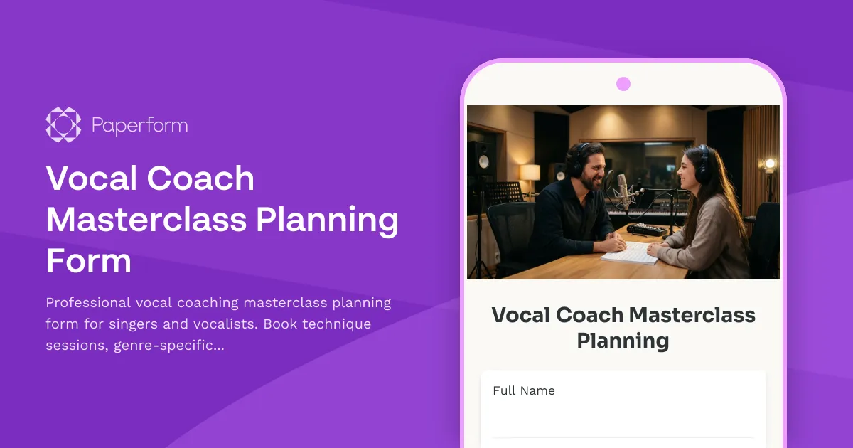 Vocal Coach Masterclass Planning Form