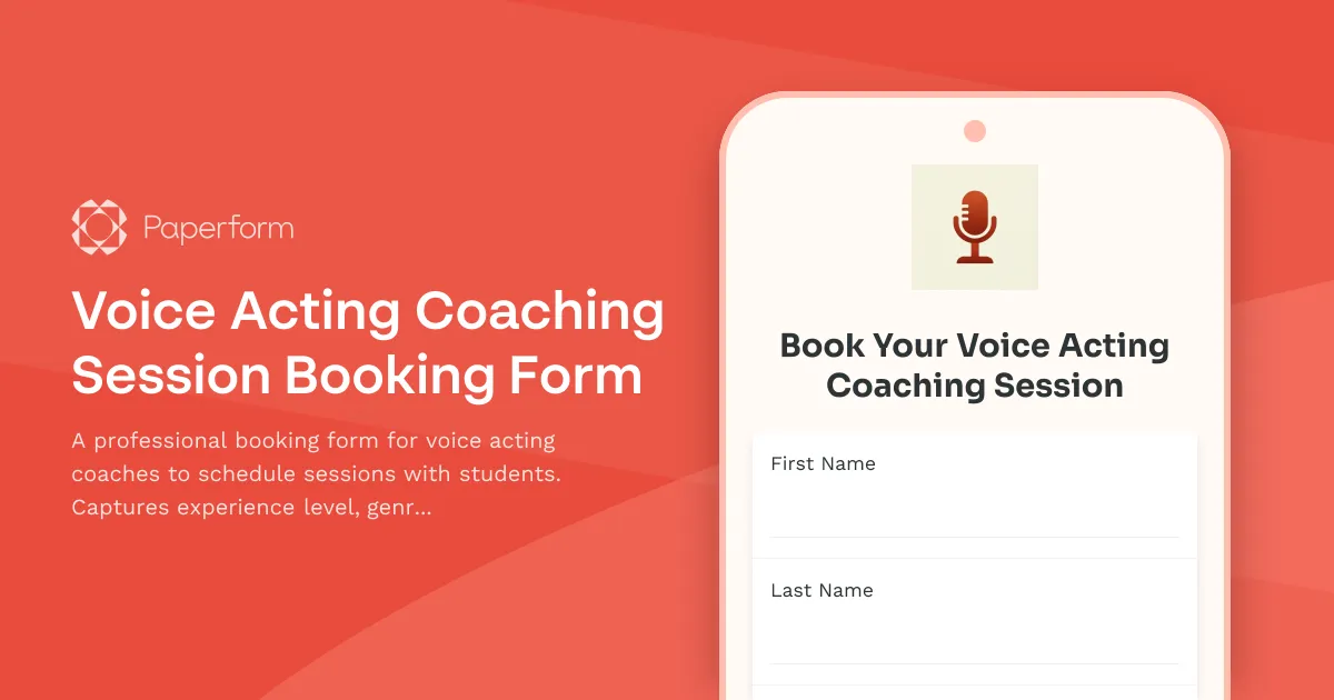 Voice Acting Coaching Session Booking Form