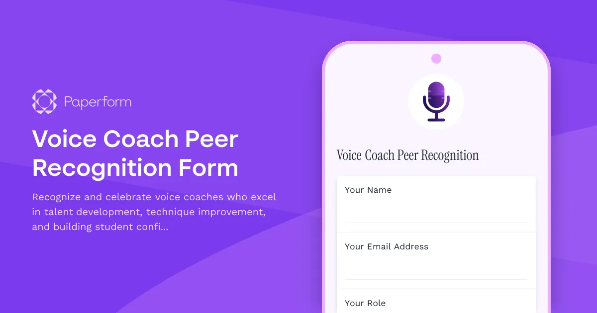 Voice Coach Peer Recognition Form