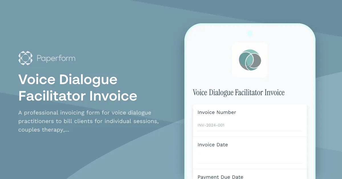 Voice Dialogue Facilitator Invoice