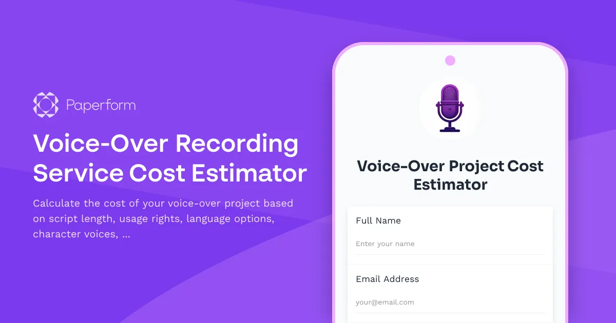 Voice-Over Recording Service Cost Estimator