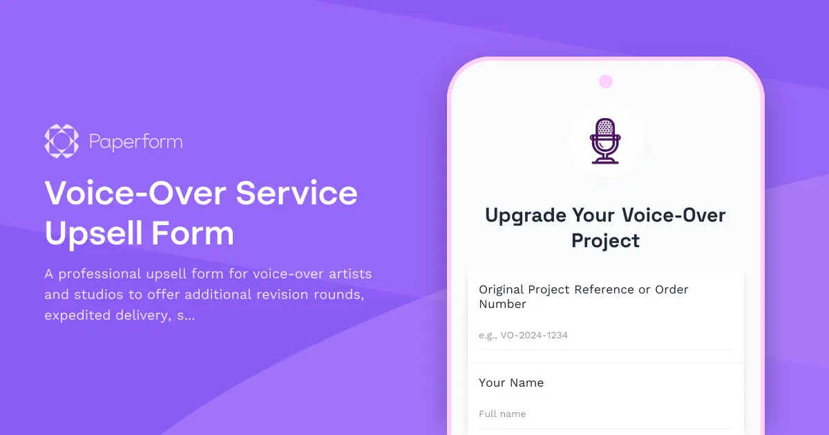 Voice-Over Service Upsell Form