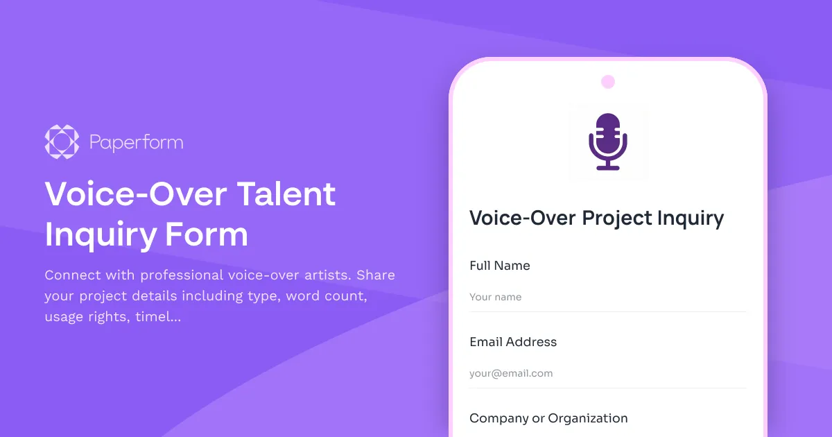 Voice-Over Talent Inquiry Form