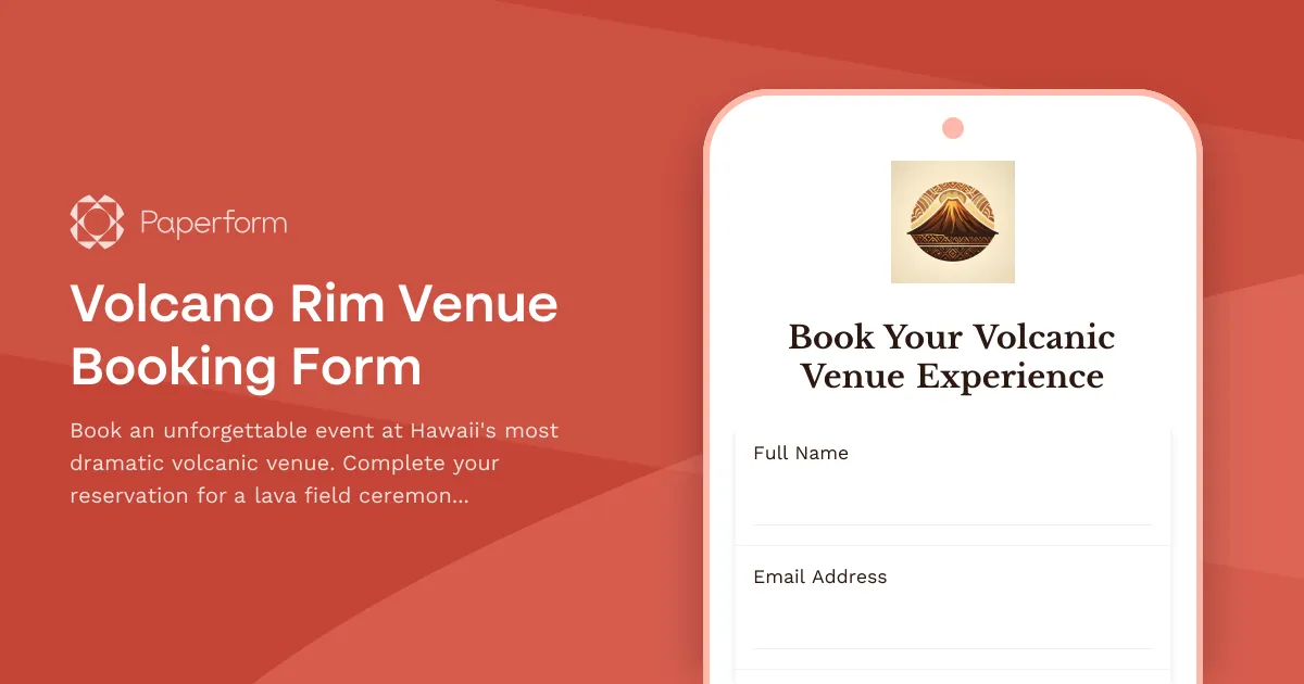 Volcano Rim Venue Booking Form
