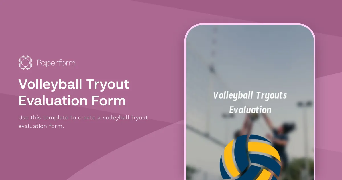 Volleyball Tryout Evaluation Form