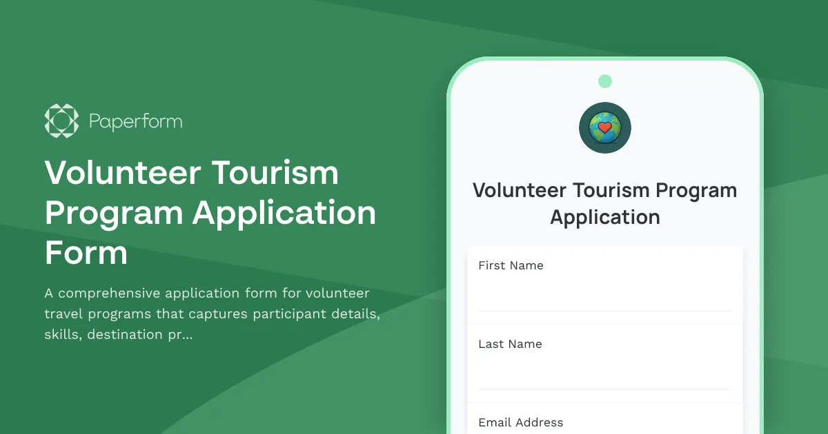Volunteer Tourism Program Application Form