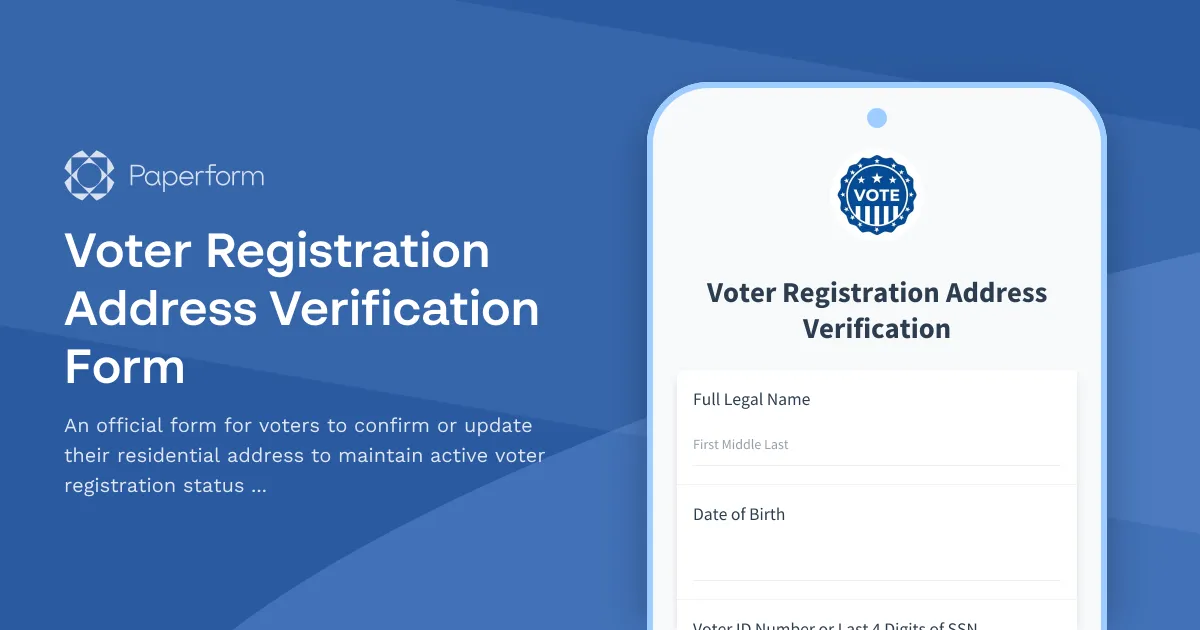 Voter Registration Address Verification Form